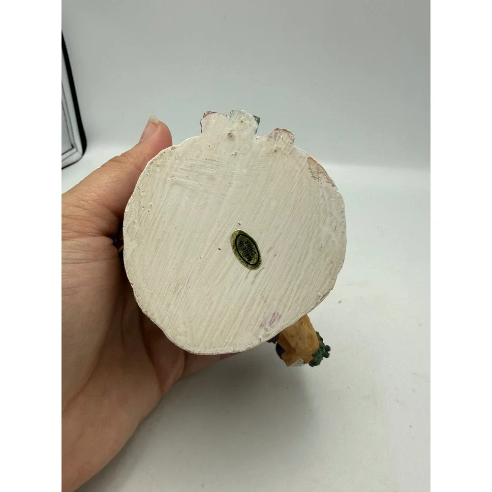 Vintage Christmas Teddy Bear Tree Stump Teapot Votive Candle Holder Resin Decor
